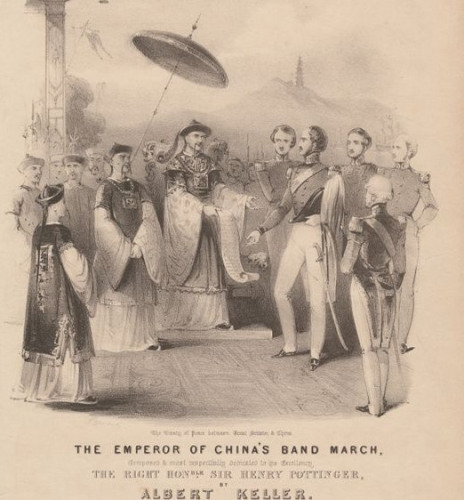 black and white illustration of meeting western and Chinese diplomats