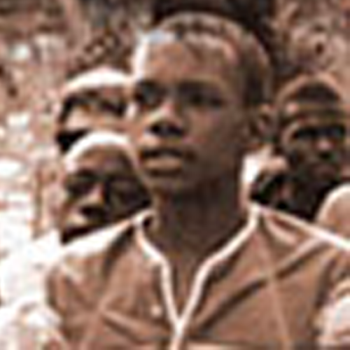 young student in a crowd